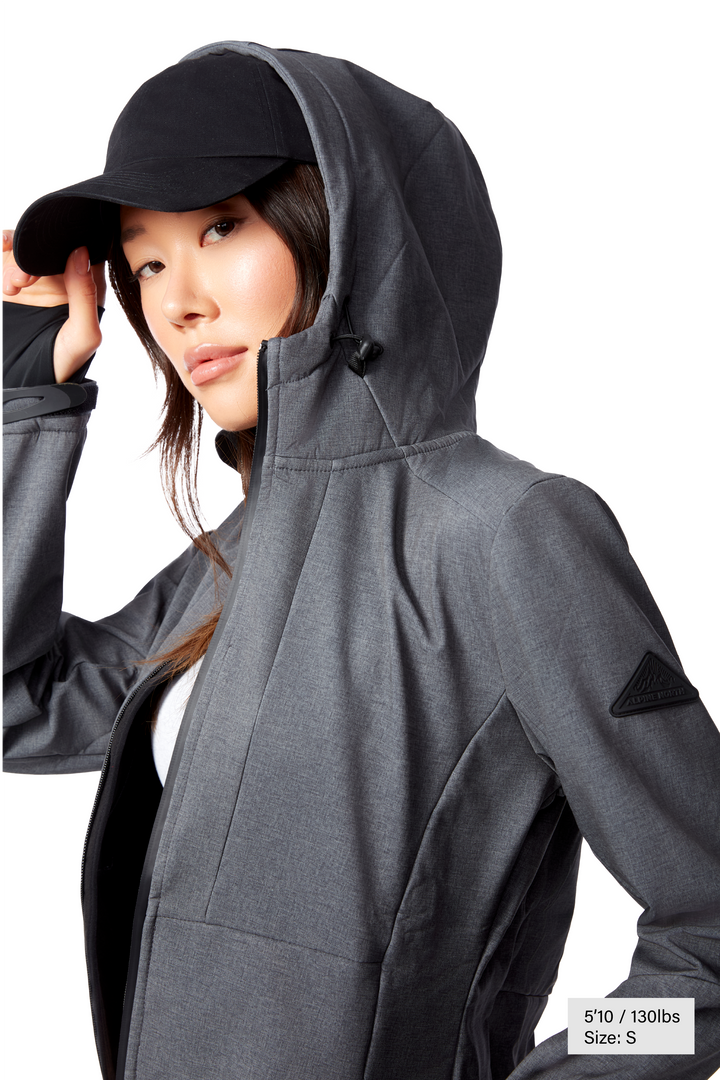 MACKENZIE | WOMEN'S FLEECE LINED SOFTSHELL WINDBREAKER, DARK GREY