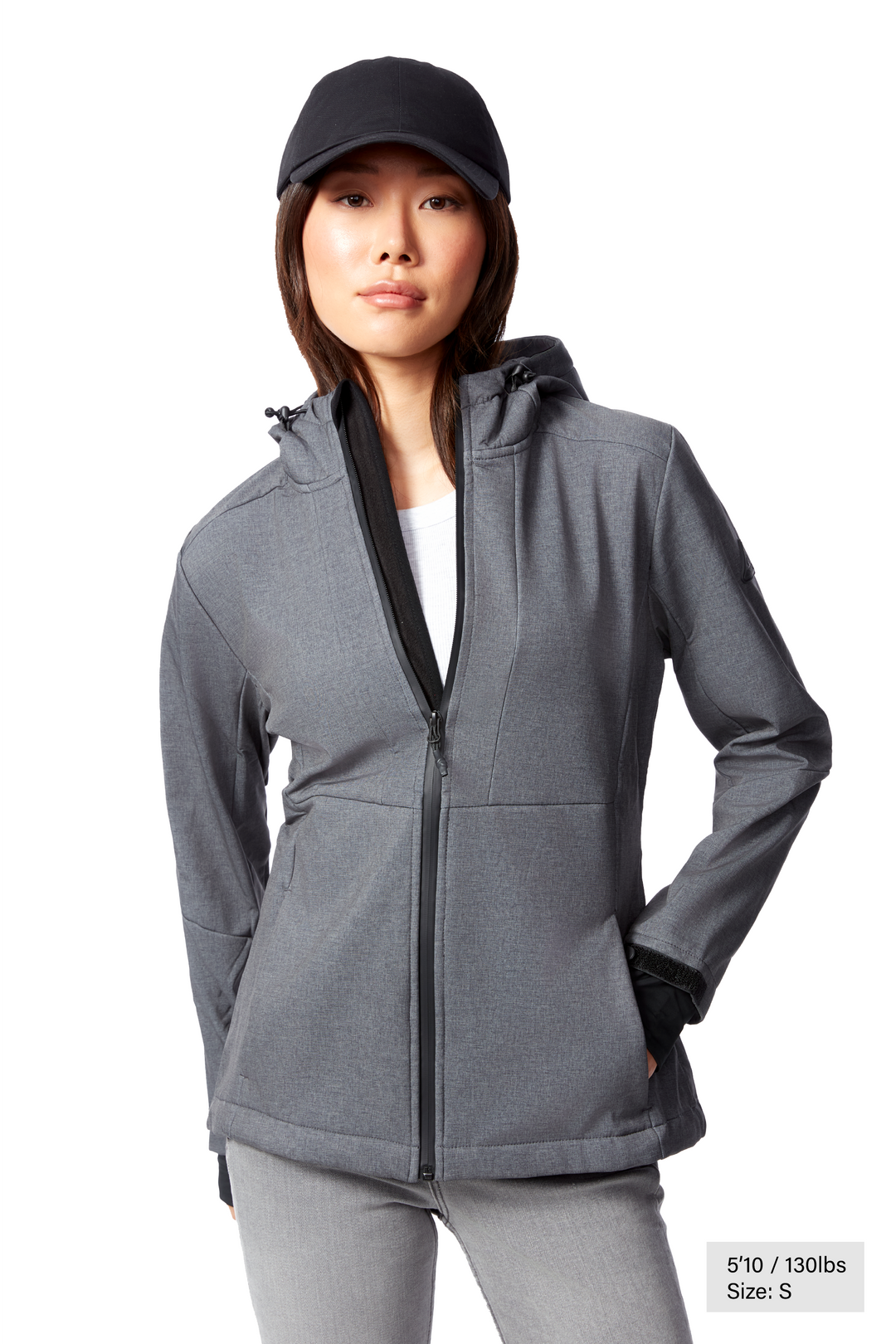 MACKENZIE | WOMEN'S FLEECE LINED SOFTSHELL WINDBREAKER, DARK GREY