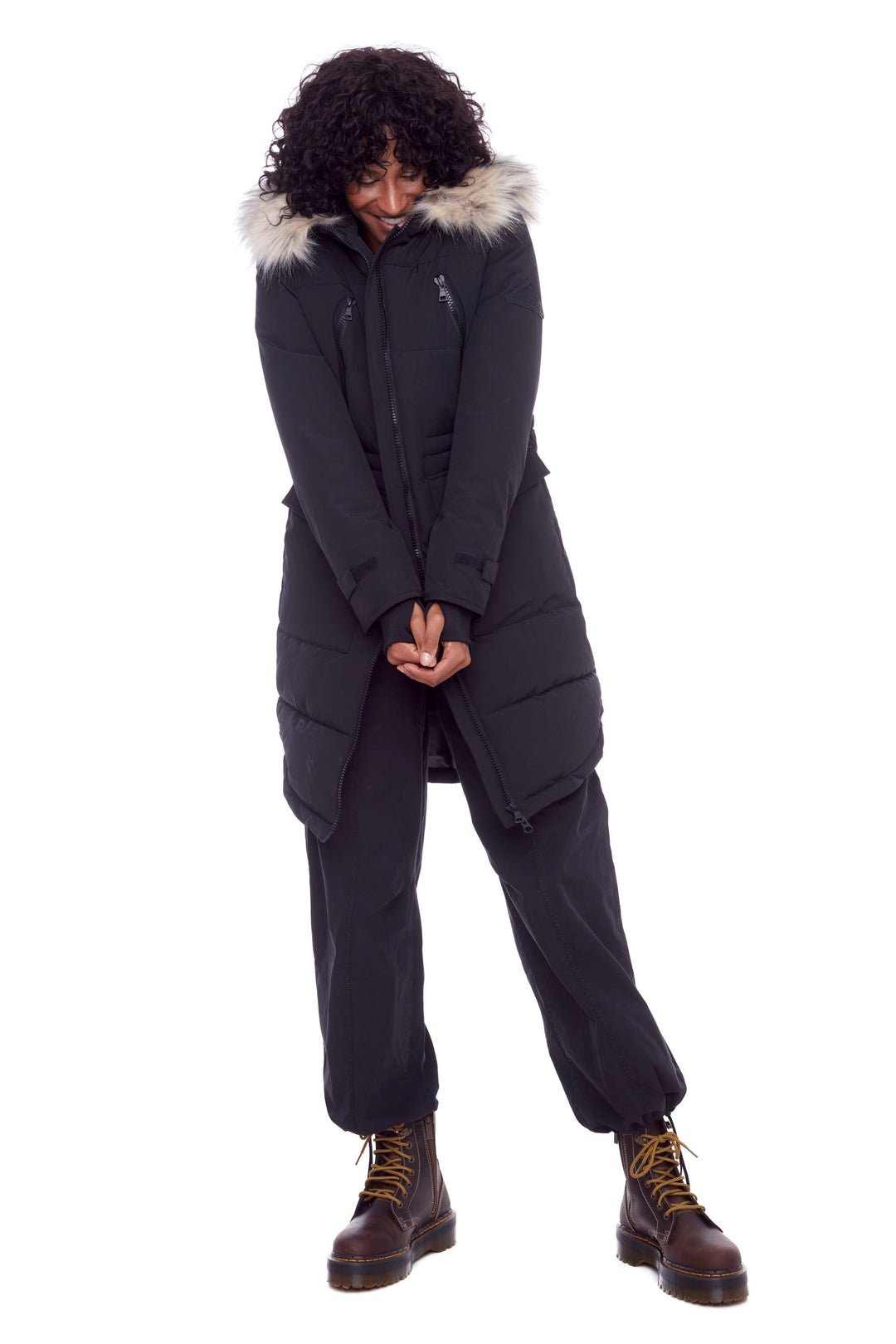 UKON | WOMEN'S VEGAN DOWN (RECYCLED) DRAWSTRING PARKA, BLACK