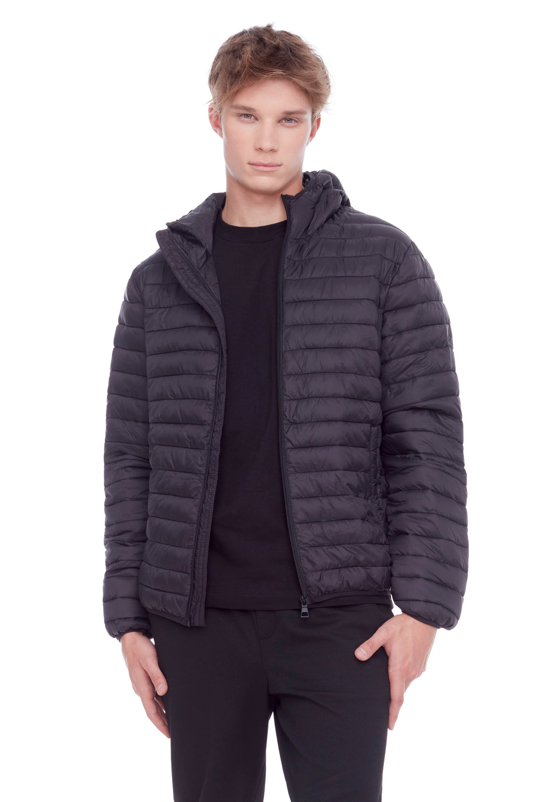 YOHO MEN'S | MEN'S VEGAN DOWN (RECYCLED) LIGHTWEIGHT PACKABLE PUFFER, BLACK