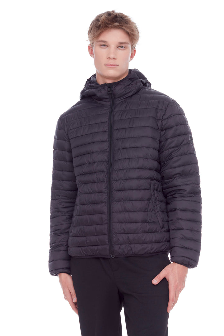 YOHO MEN'S | MEN'S VEGAN DOWN (RECYCLED) LIGHTWEIGHT PACKABLE PUFFER, BLACK