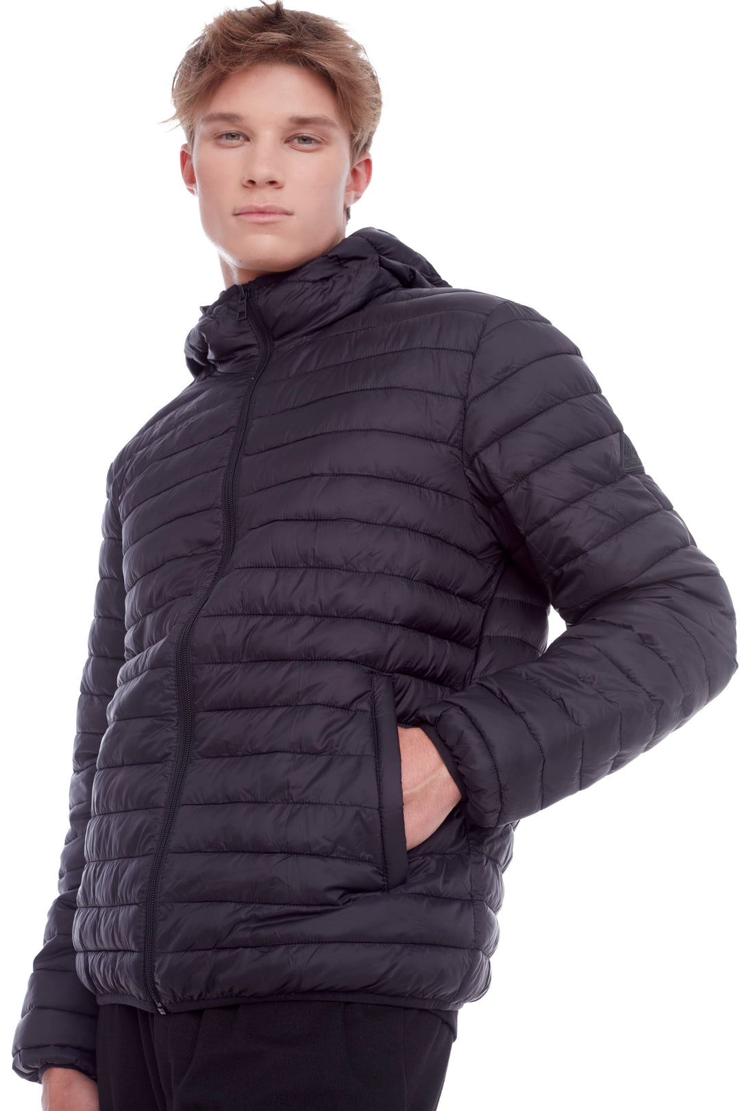 YOHO MEN'S | MEN'S VEGAN DOWN (RECYCLED) LIGHTWEIGHT PACKABLE PUFFER, BLACK