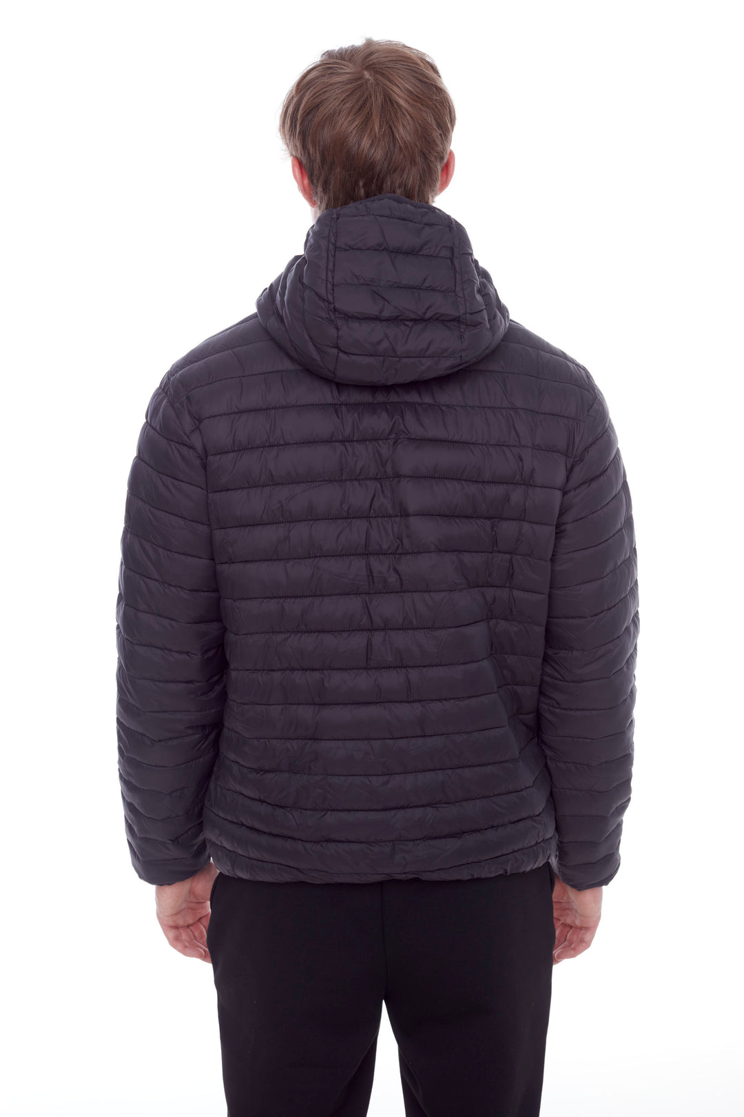 YOHO MEN'S | MEN'S VEGAN DOWN (RECYCLED) LIGHTWEIGHT PACKABLE PUFFER, BLACK