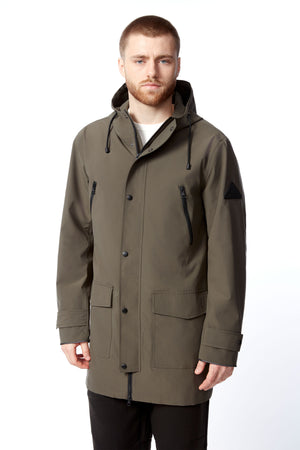 BANKS | MEN'S DRAWSTRING RAINCOAT, DARK OLIVE