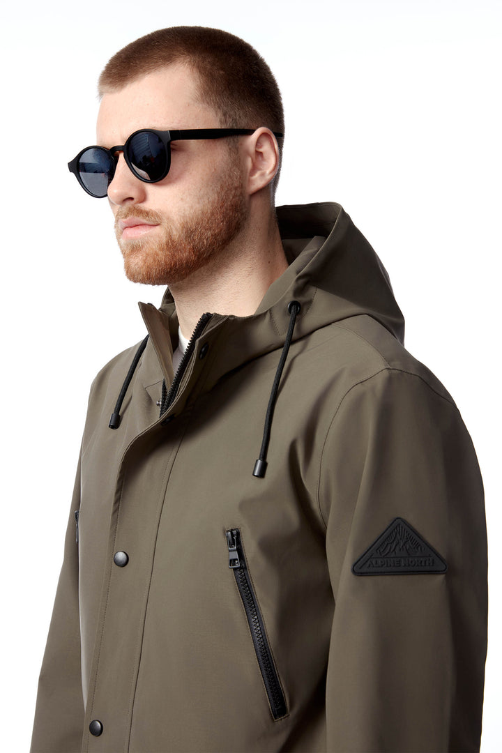 BANKS | MEN'S DRAWSTRING RAINCOAT, DARK OLIVE