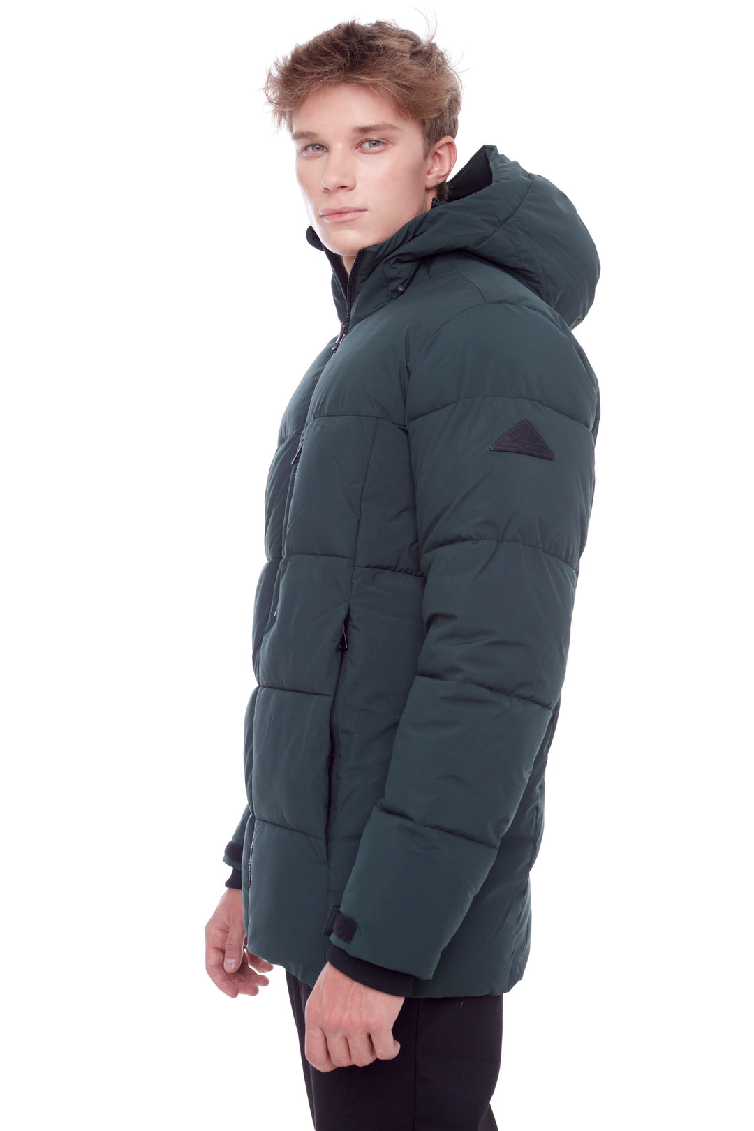 BANFF | MEN'S VEGAN DOWN (RECYCLED) MID-WEIGHT QUILTED PUFFER JACKET, DEEP GREEN