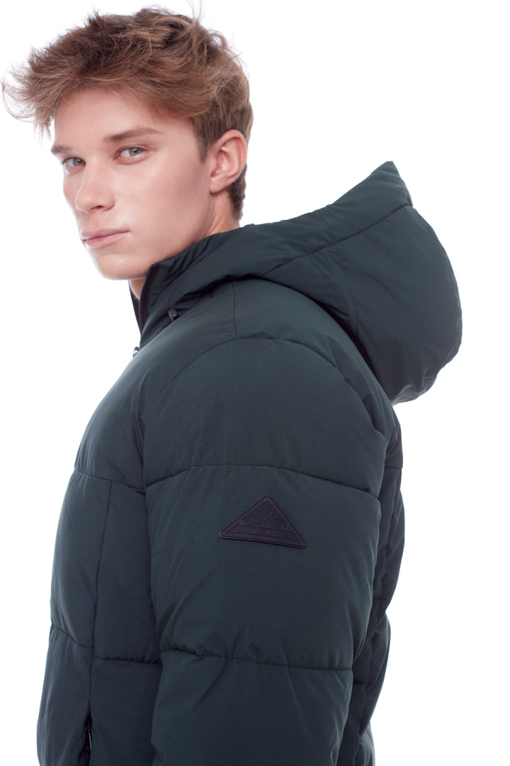 BANFF | MEN'S VEGAN DOWN (RECYCLED) MID-WEIGHT QUILTED PUFFER JACKET, DEEP GREEN