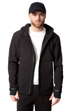 TOFINO | MEN'S FLEECE LINED SOFTSHELL WINDBREAKER, BLACK