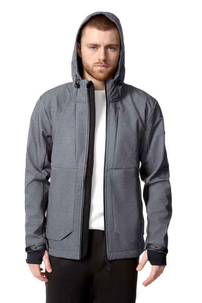 TOFINO | MEN'S FLEECE LINED SOFTSHELL WINDBREAKER, DARK GREY