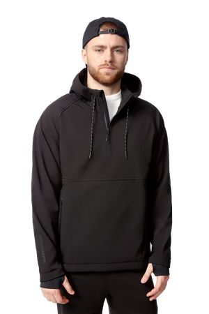 VARGAS | MEN'S WATER-REPELLENT HOODED PULLOVER SOFTSHELL, BLACK