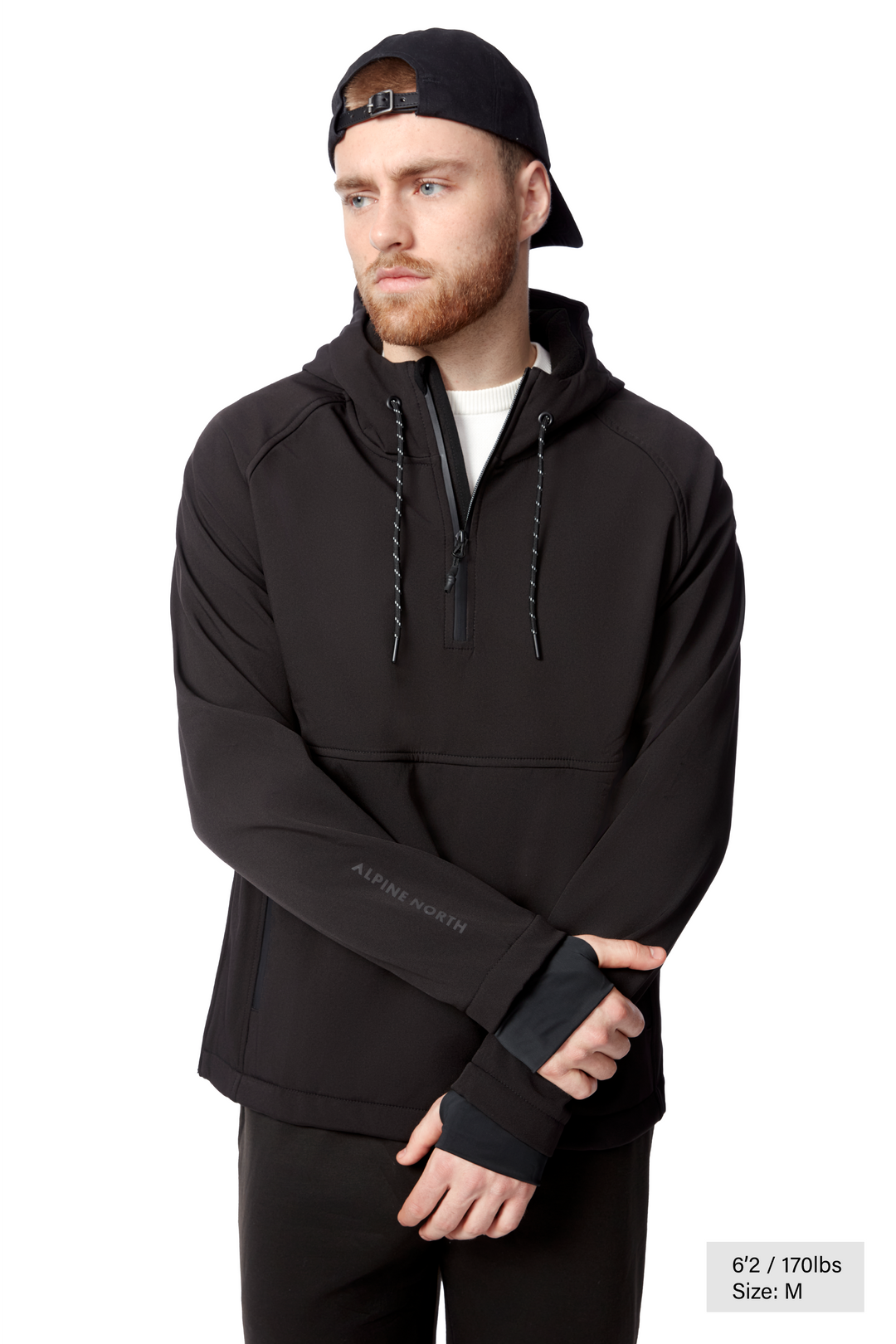 VARGAS | MEN'S WATER-REPELLENT HOODED PULLOVER SOFTSHELL, BLACK VARGAS | MEN'S WATER-REPELLENT HOODED PULLOVER SOFTSHELL, BLACK