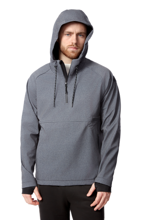 VARGAS | MEN'S WATER-REPELLENT HOODED PULLOVER SOFTSHELL, DARK GREY