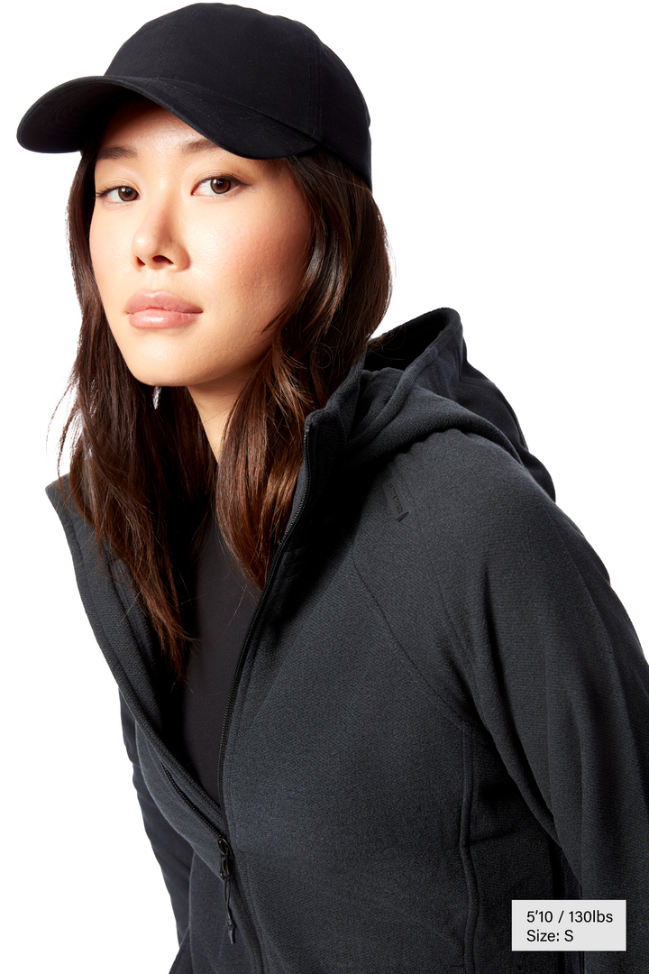 WOMEN'S FLEECE FULL ZIP SWEATER, BLACK HEATHER