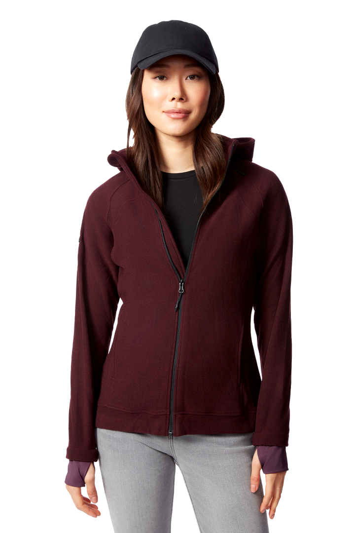 WOMEN'S FLEECE FULL ZIP SWEATER, GRAPE HEATHER