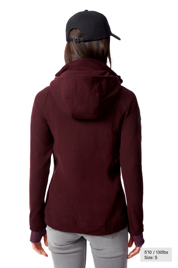 WOMEN'S FLEECE FULL ZIP SWEATER, GRAPE HEATHER