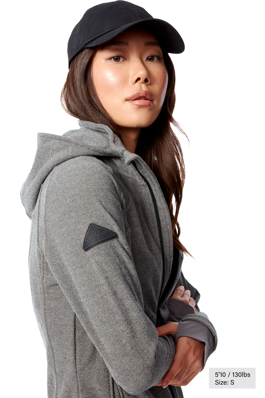 WOMEN'S FLEECE FULL ZIP SWEATER, GREY HEATHER