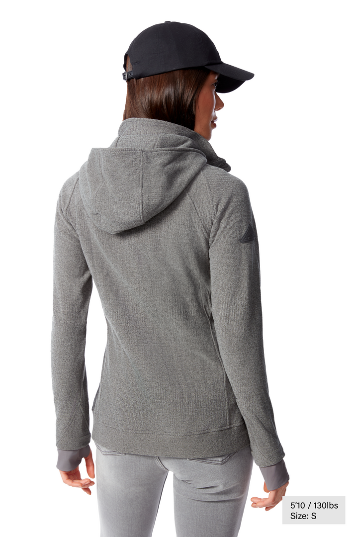 WOMEN'S FLEECE FULL ZIP SWEATER, GREY HEATHER