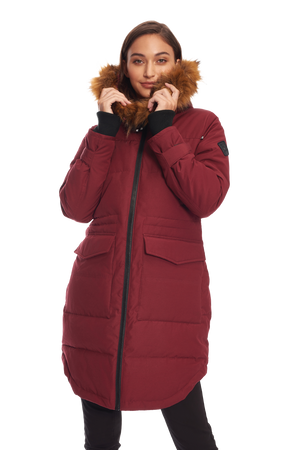UKON | WOMEN'S VEGAN DOWN (RECYCLED) DRAWSTRING PARKA, OXBLOOD