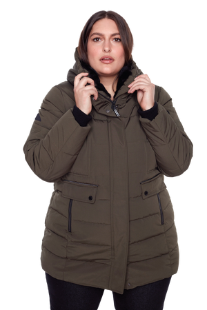 KOOTNEY PLUS | WOMEN'S VEGAN DOWN (RECYCLED) MID-LENGTH PARKA, OLIVE (PLUS SIZE)