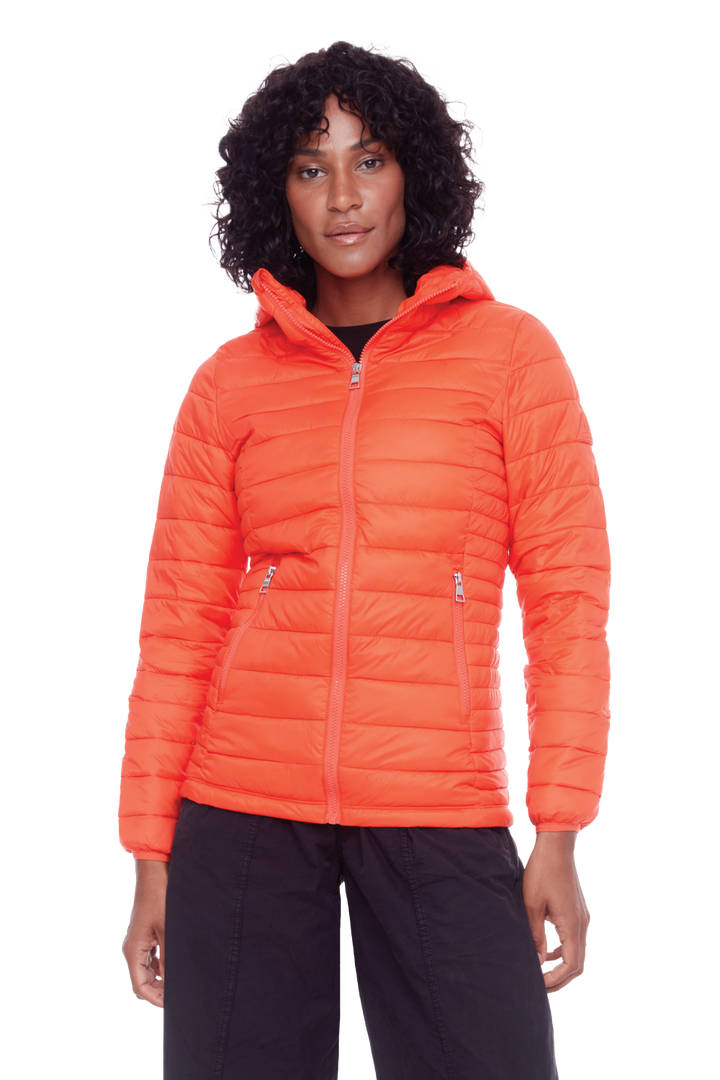 YOHO LADIES' | WOMEN'S VEGAN DOWN (RECYCLED) LIGHTWEIGHT PACKABLE PUFFER, TANGERINE