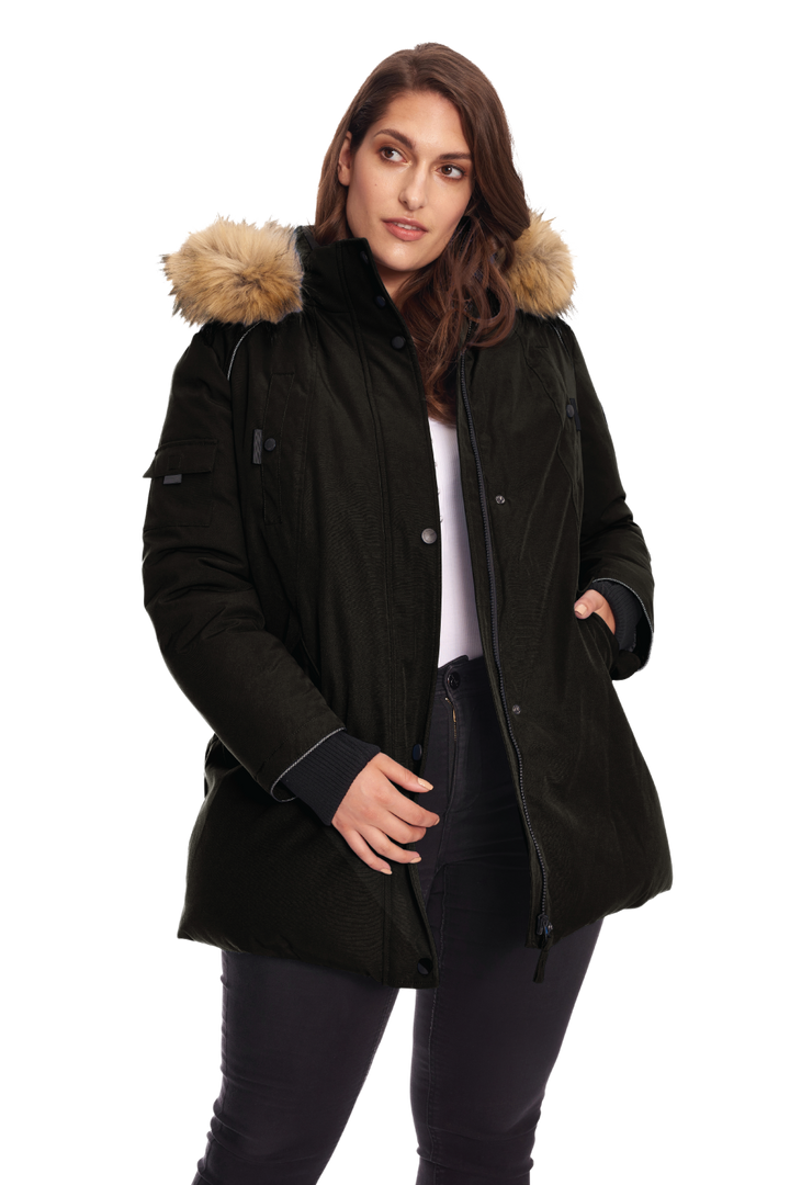 GLACIER PLUS | WOMEN'S VEGAN DOWN (RECYCLED) PARKA, BLACK (PLUS SIZE)