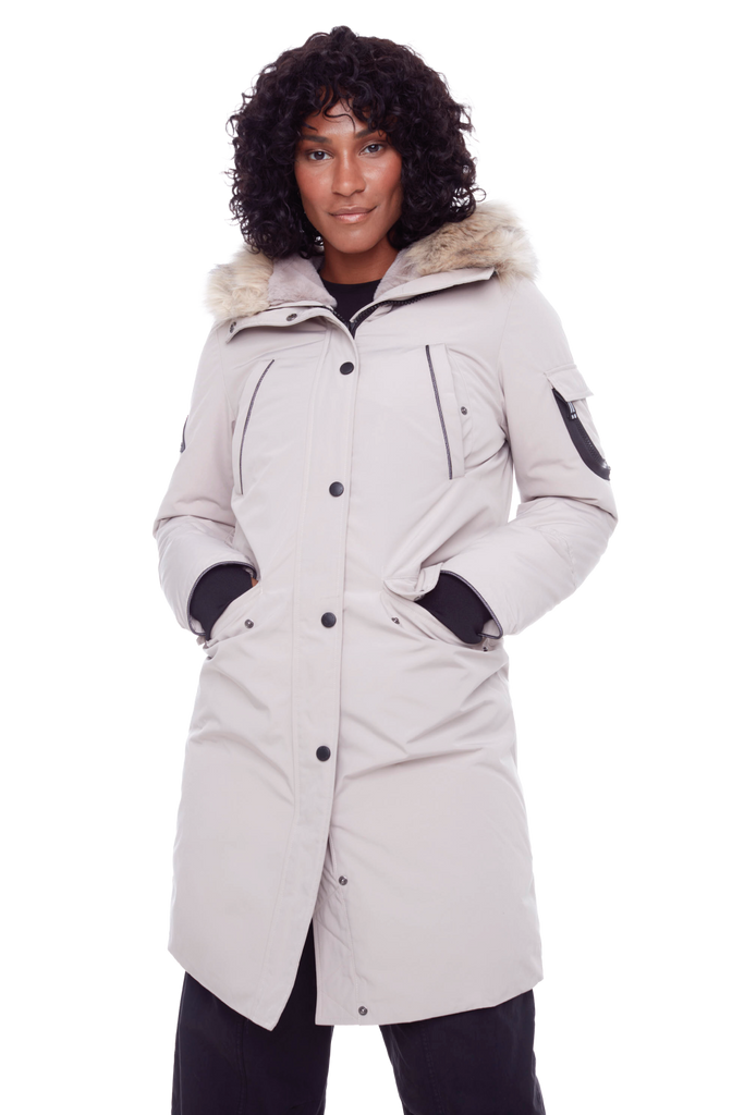 LAURENTIAN | WOMEN'S VEGAN DOWN (RECYCLED) LONG PARKA, TAUPE