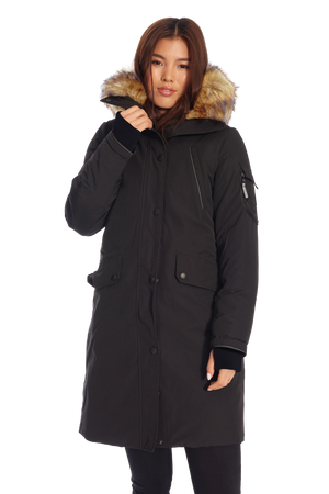 LAURENTIAN | WOMEN'S VEGAN DOWN (RECYCLED) LONG PARKA, BLACK