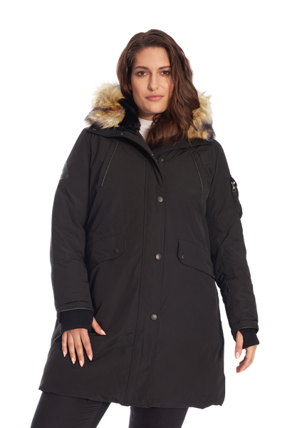   TILLING PARKA ブラック レディース LAURENTIAN PLUS | WOMEN'S VEGAN DOWN (RECYCLED) LONG PARKA, BLACK