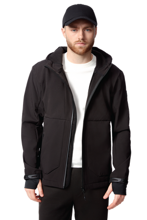 TOFINO | MEN'S FLEECE LINED SOFTSHELL WINDBREAKER, BLACK