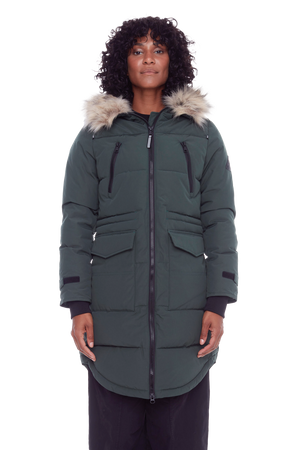 UKON | WOMEN'S VEGAN DOWN (RECYCLED) DRAWSTRING PARKA, DEEP GREEN