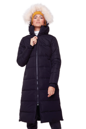 KLUANE | WOMEN'S VEGAN DOWN (RECYCLED) ULTRA LONG LENGTH PARKA, BLACK