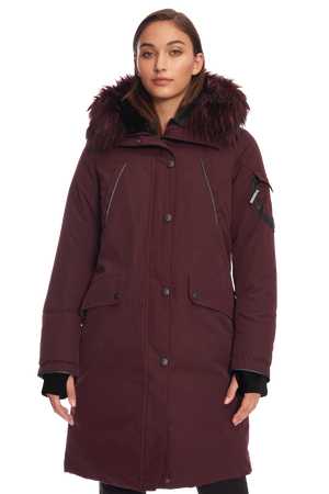 LAURENTIAN | WOMEN'S VEGAN DOWN (RECYCLED) LONG PARKA, GRAPE