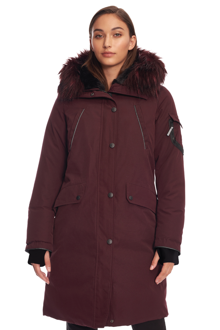 LAURENTIAN | WOMEN'S VEGAN DOWN (RECYCLED) LONG PARKA, GRAPE