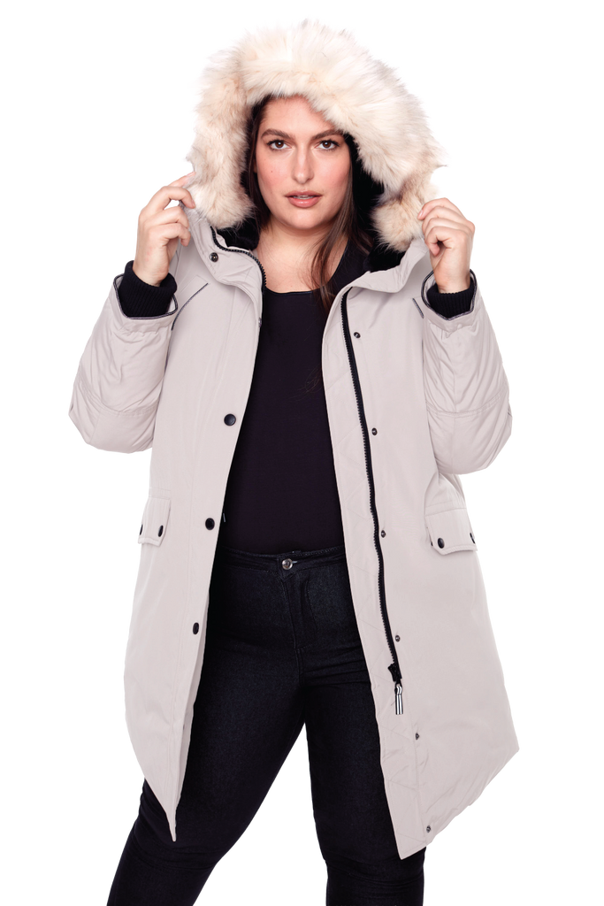 LAURENTIAN PLUS | WOMEN'S VEGAN DOWN (RECYCLED) LONG PARKA, TAUPE LAURENTIAN PLUS | WOMEN'S VEGAN DOWN (RECYCLED) LONG PARKA, TAUPE