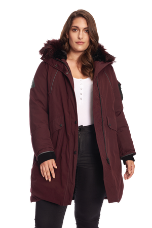 LAURENTIAN PLUS | WOMEN'S VEGAN DOWN (RECYCLED) LONG PARKA, GRAPE (PLUS SIZE)