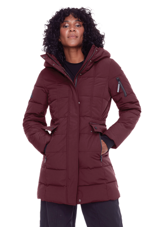 KOOTNEY | WOMEN'S VEGAN DOWN (RECYCLED) MID-LENGTH PARKA, BLACK