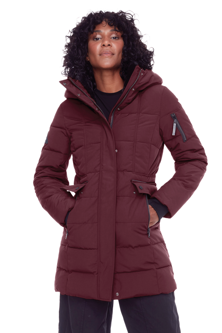 KOOTNEY | WOMEN'S VEGAN DOWN (RECYCLED) MID-LENGTH PARKA, GRAPE