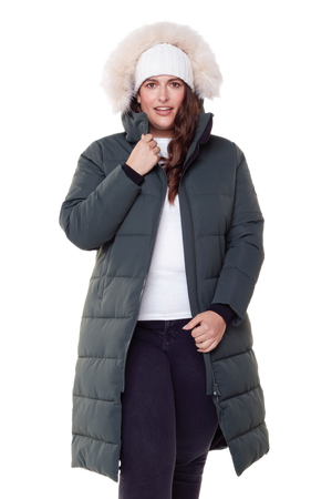 KLUANE PLUS | WOMEN'S VEGAN DOWN (RECYCLED) ULTRA LONG LENGTH PARKA, FOREST GREEN (PLUS SIZE)