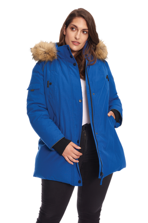 GLACIER PLUS | WOMEN'S VEGAN DOWN (RECYCLED) PARKA, COBALT (PLUS SIZE)