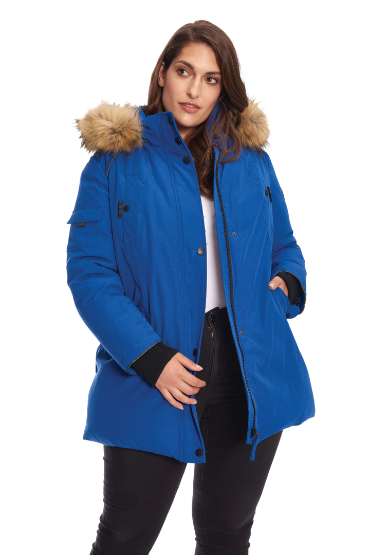 GLACIER PLUS | WOMEN'S VEGAN DOWN (RECYCLED) PARKA, COBALT (PLUS SIZE)