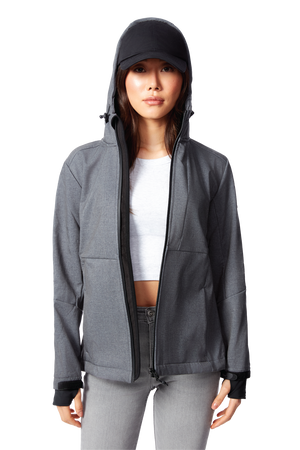 MACKENZIE | WOMEN'S FLEECE LINED SOFTSHELL WINDBREAKER, DARK GREY