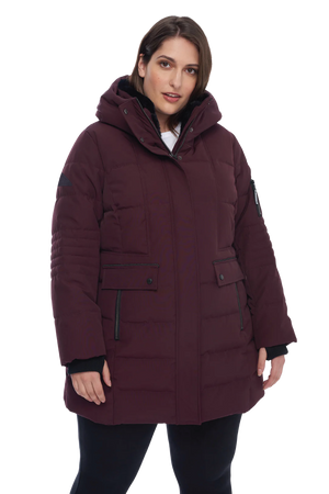 KOOTNEY PLUS | WOMEN'S VEGAN DOWN (RECYCLED) MID-LENGTH PARKA, GRAPE (PLUS SIZE)