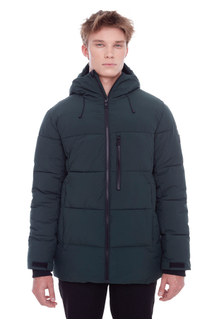 BANFF | MEN'S VEGAN DOWN (RECYCLED) PUFFER JACKET, DEEP GREEN