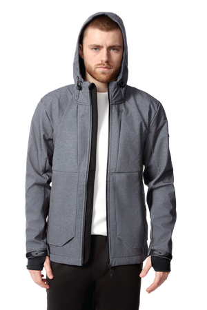 TOFINO | MEN'S FLEECE LINED SOFTSHELL WINDBREAKER, DARK GREY
