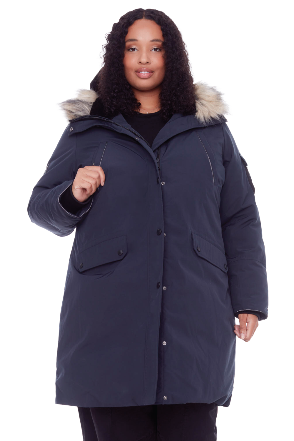 LAURENTIAN PLUS | WOMEN'S VEGAN DOWN (RECYCLED) LONG PARKA, NAVY