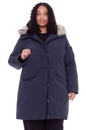 LAURENTIAN PLUS | WOMEN'S VEGAN DOWN (RECYCLED) LONG PARKA, NAVY