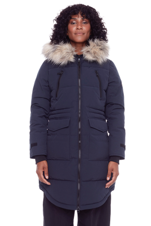 UKON | WOMEN'S VEGAN DOWN (RECYCLED) DRAWSTRING PARKA, NAVY