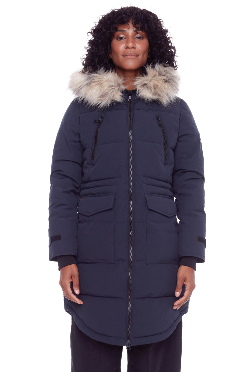 UKON | WOMEN'S VEGAN DOWN (RECYCLED) DRAWSTRING PARKA, NAVY UKON | WOMEN'S VEGAN DOWN (RECYCLED) DRAWSTRING PARKA, NAVY