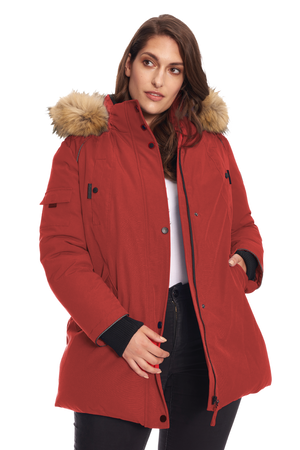 GLACIER PLUS | WOMEN'S VEGAN DOWN (RECYCLED) PARKA, CRIMSON (PLUS SIZE)