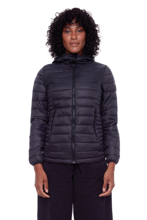 YOHO LADIES' | WOMEN'S VEGAN DOWN (RECYCLED) LIGHTWEIGHT PACKABLE PUFFER, BLACK